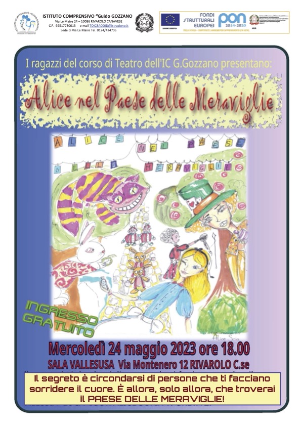 Manifesto spettacolo teatrale "Alice nel Paese delle Meraviglie".